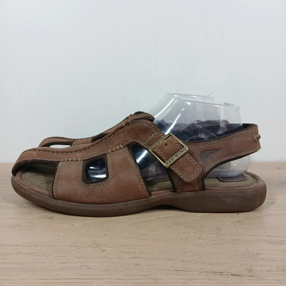 Red Wing Sandals Men's 10 Brown Leather Adjustable Fisherman Comfort Summer